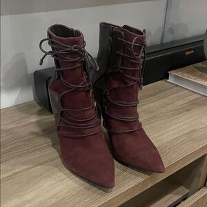Nine West Burgundy Lace-Up Boots